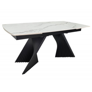 Стіл обідній розкладний EDMUND CERAMIC 160(240)*90 білий мат/чорний