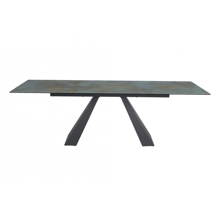 Стіл обідній розкладний SALVADORE CERAMIC 160(240)*90 бірюза OSSIDO VERDE/чорний мат SALVADORETUC160