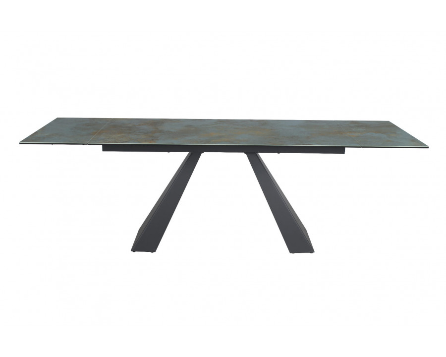 Стіл обідній розкладний SALVADORE CERAMIC 160(240)*90 бірюза OSSIDO VERDE/чорний мат SALVADORETUC160