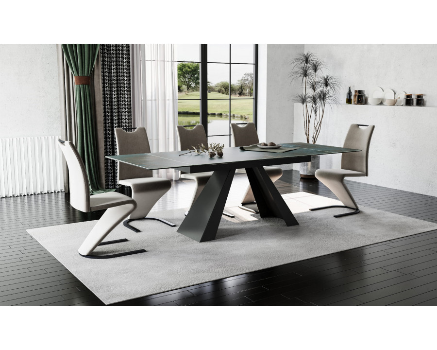 Стіл обідній розкладний SALVADORE CERAMIC 160(240)*90 бірюза OSSIDO VERDE/чорний мат SALVADORETUC160