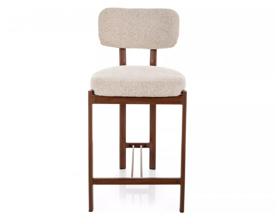 Напівбарний стілець кухонний Misaki H-2 Світло-бежева тканина / Горіх каркас