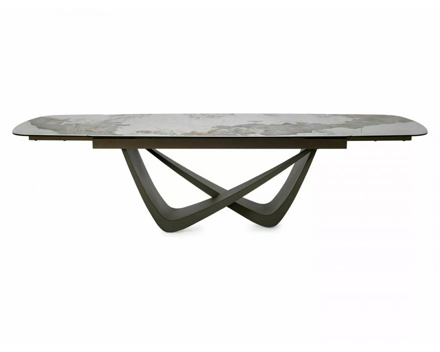 Стіл обідній кухонний розкладний Maranello Ceramic (200–290)×98 см Кераміка Білий / Мідний каркас