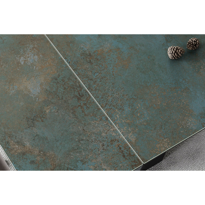 Стіл обідній розкладний SALVADORE CERAMIC 160(240)*90 бірюза OSSIDO VERDE/чорний мат SALVADORETUC160