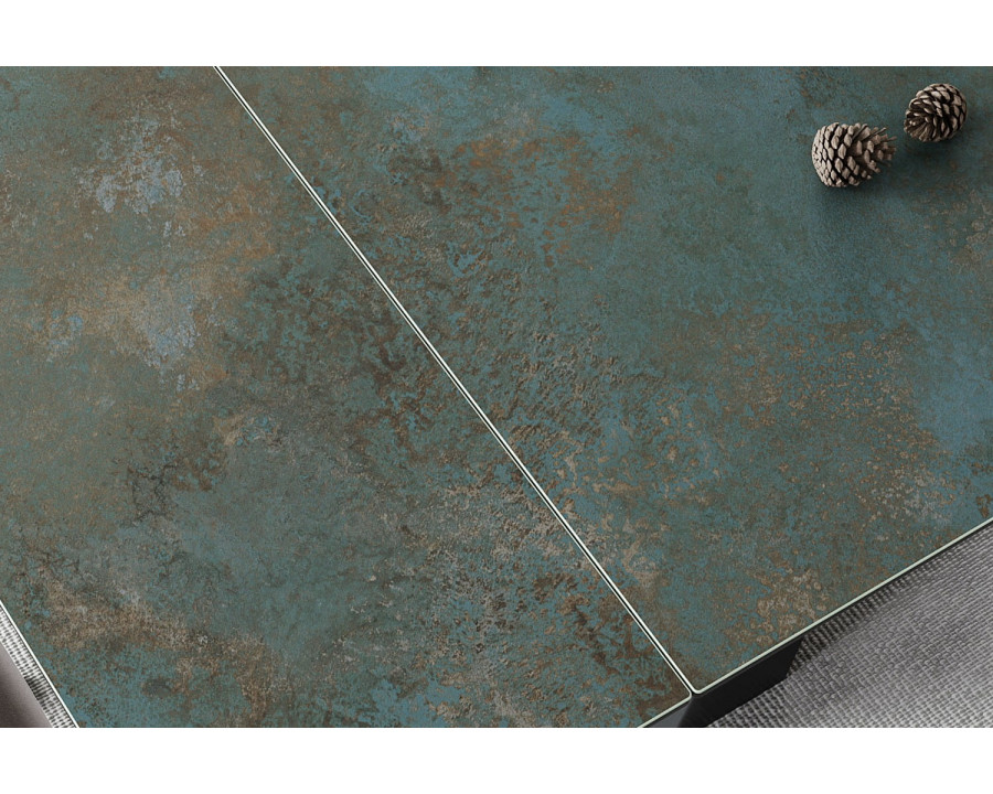 Стіл обідній розкладний SALVADORE CERAMIC 160(240)*90 бірюза OSSIDO VERDE/чорний мат SALVADORETUC160