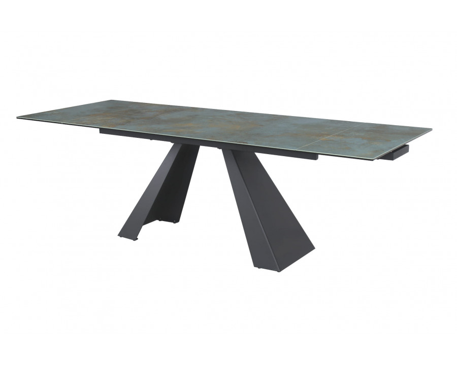 Стіл обідній розкладний SALVADORE CERAMIC 160(240)*90 бірюза OSSIDO VERDE/чорний мат SALVADORETUC160