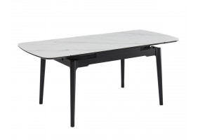 Стіл DUBLIN CERAMIC 120(180)*80 білий мат/чорний каркас