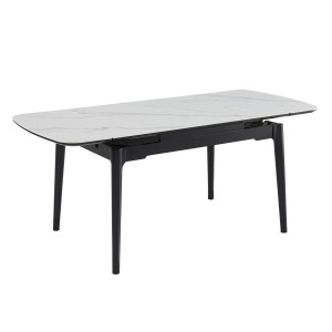 Стіл DUBLIN CERAMIC 120(180)*80 білий мат/чорний каркас