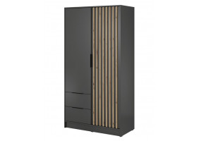 Шафа для одягу Неллі / Nelly 2D 2-дверна Графіт/дуб артизан 105х51х200 см.