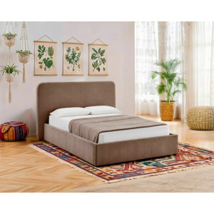 Ліжко двоспальне м'яке Lumia Raven 160×200 Темно-бежева тканина