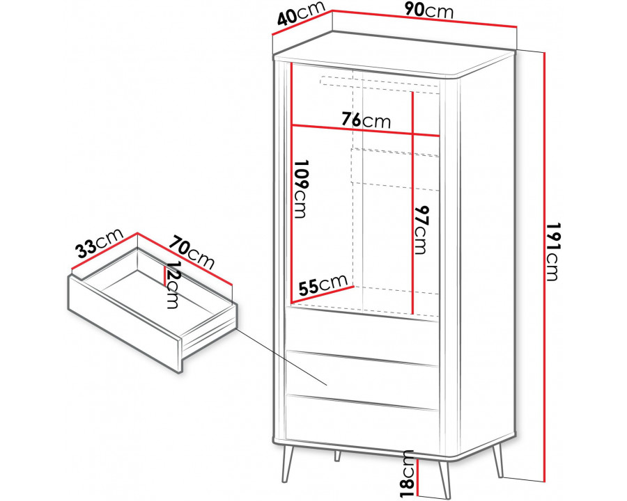 Вітрина MARLY REG 1 90х191х40 кашемір / горіх