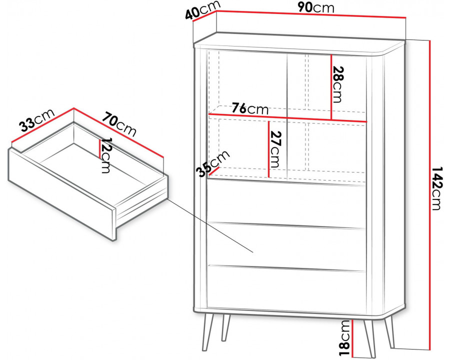 Вітрина MARLY REG 6 90х142х40 кашемір / горіх