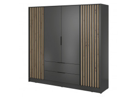 Шафа для одягу Неллі / Nelly 4D 4-дверна Графіт/дуб артизан 206х51х200 см.