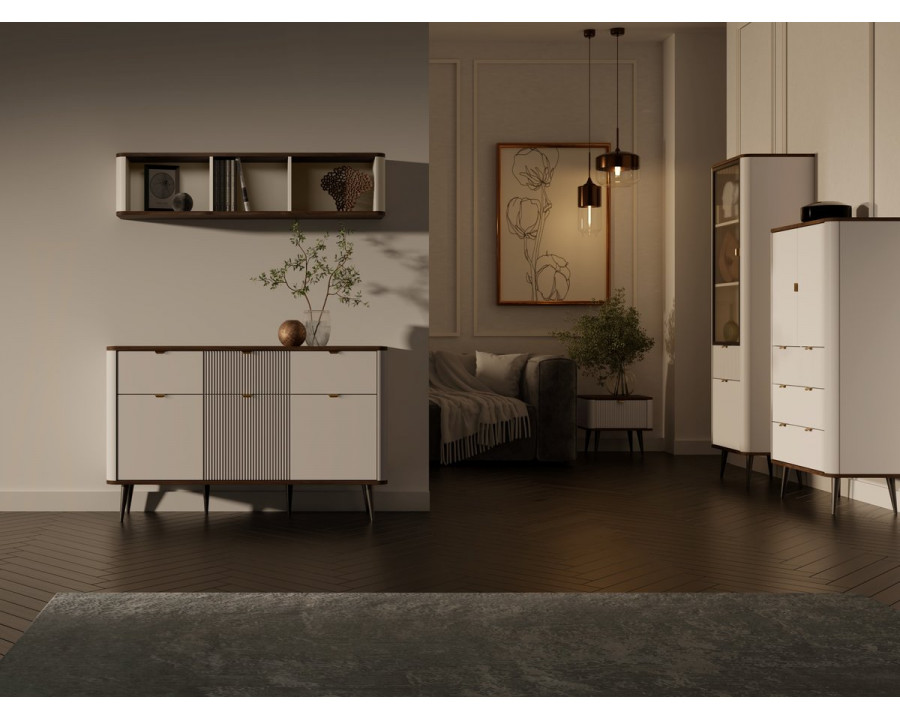 Вітрина MARLY REG 6 90х142х40 кашемір / горіх