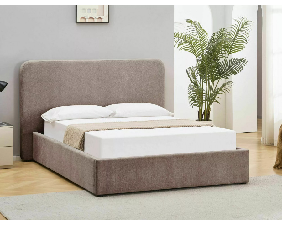 Ліжко двоспальне м'яке Lumia Raven 160×200 Темно-бежева тканина