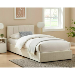 Ліжко односпальне м'яке Montreal Raven 90×200 Бежева тканина