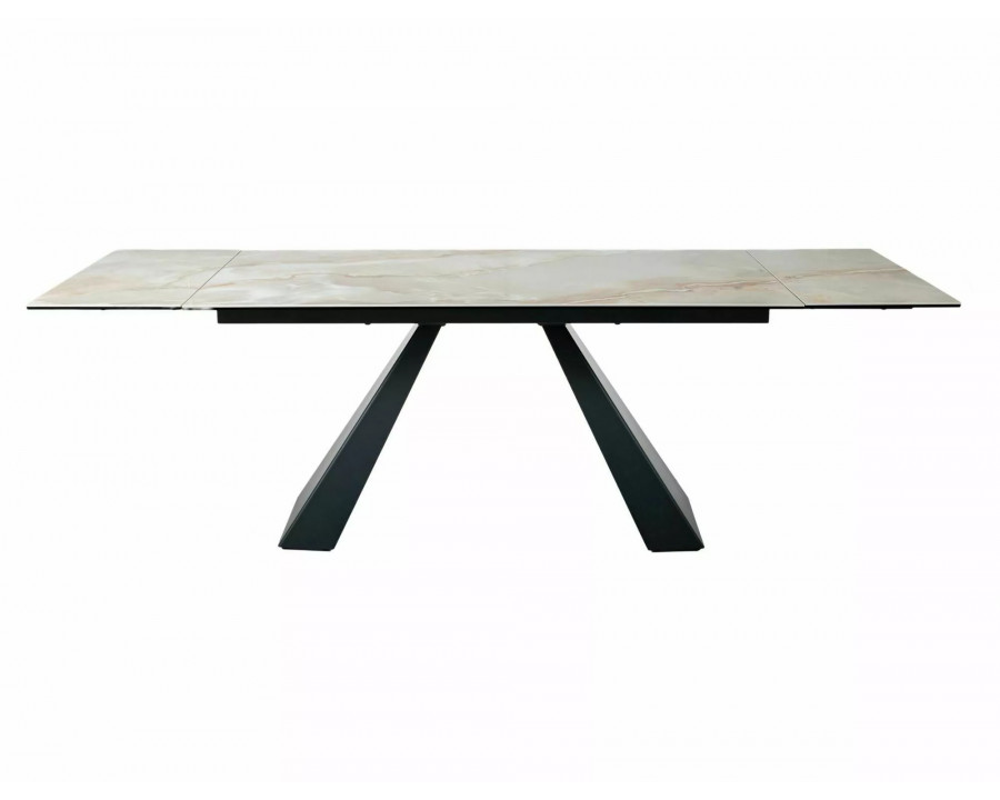 Стіл обідній кухонний розкладний Salvadore Ceramic (160–240)×90 см Кераміка Беж / Чорний каркас