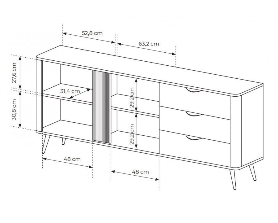 Комод Веріс / Veris 2D3S/195 2-дверний з 3 шухлядами Дуб дунін/чорний
