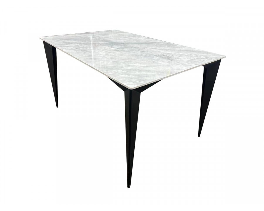Стіл NORMAN CERAMIC 140*90 Muie White глянець / Чорний каркас