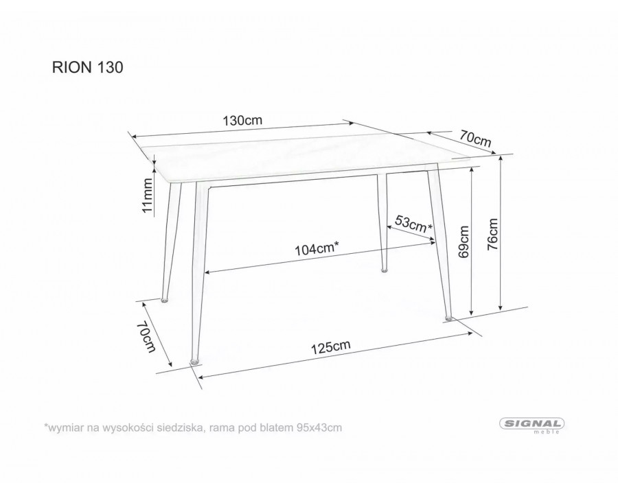 Стіл обідній кухонний Rion 130×70 см Кераміка Беж / Кашемір каркас