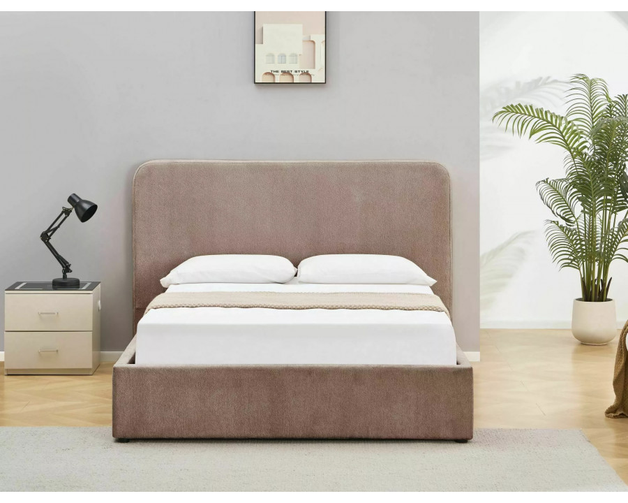 Ліжко двоспальне м'яке Lumia Raven 160×200 Темно-бежева тканина