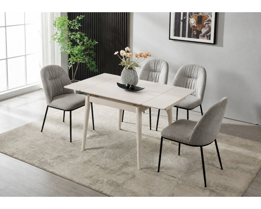 Стіл обідній розкладний AVENTO CERAMIC 80(130)*80 білий / кашемір
