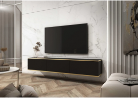 Тумба під телевізор навісна Оро / Oro 3-дверна RTV175 Чорний Ш175xВ30 см.