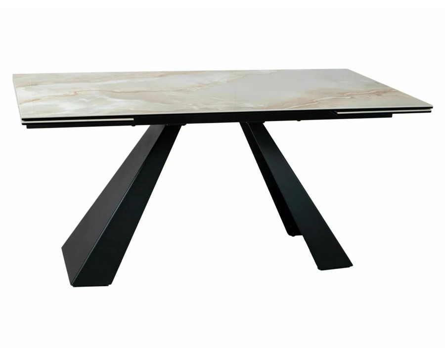 Стіл обідній кухонний розкладний Salvadore Ceramic (160–240)×90 см Кераміка Беж / Чорний каркас