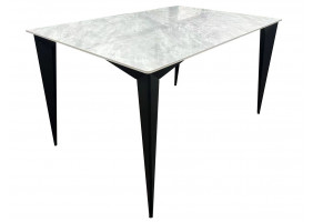 Стіл NORMAN CERAMIC 140*90 Muie White глянець / Чорний каркас