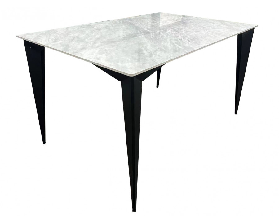 Стіл NORMAN CERAMIC 140*90 Muie White глянець / Чорний каркас