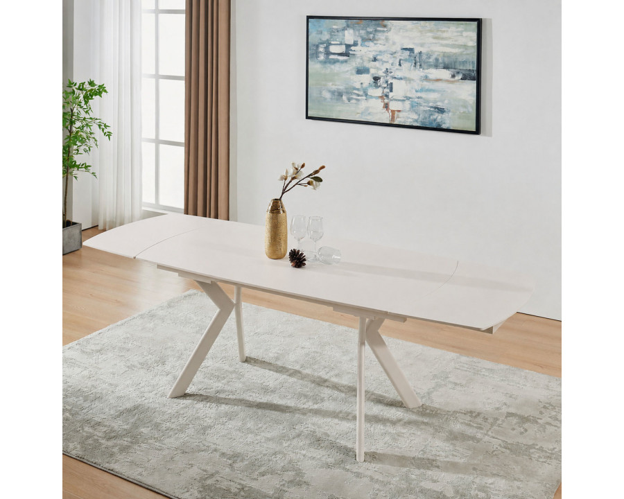 Стіл обідній розкладний NOREEN CERAMIC 140(200)*80 білий / кашемір
