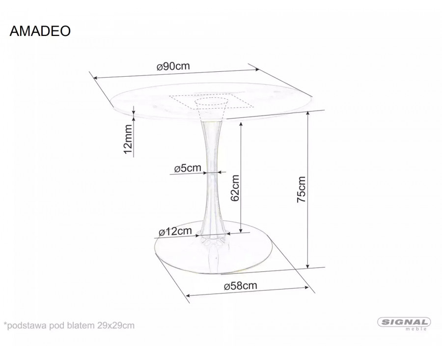 Стіл обідній кухонний Amadeo ø90 см Кашемір Беж