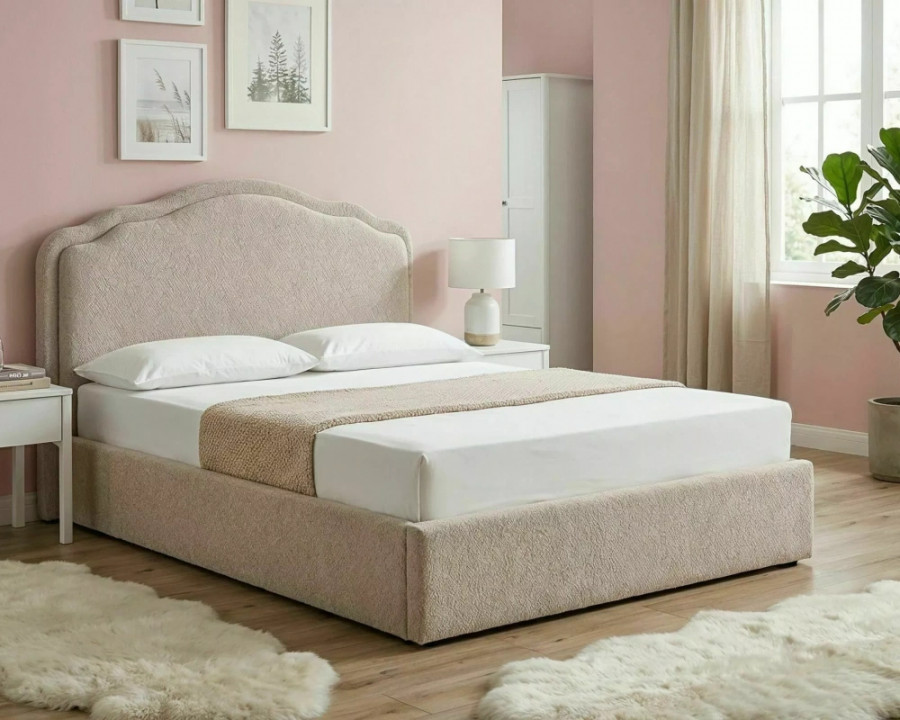 Ліжко полуторне м'яке Florencja Raven 140×200 Бежева тканина