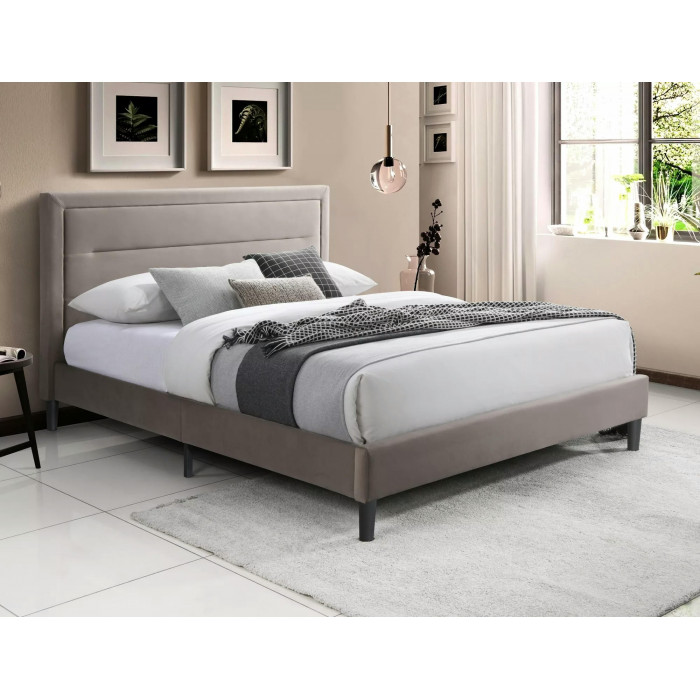 Ліжко полуторне MALAGA VELVET 140*200 темний беж / чорний BL.40 MALAGAV140CBEC