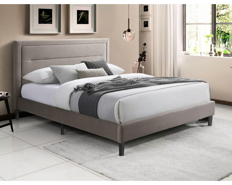 Ліжко полуторне MALAGA VELVET 140*200 темний беж / чорний BL.40 MALAGAV140CBEC