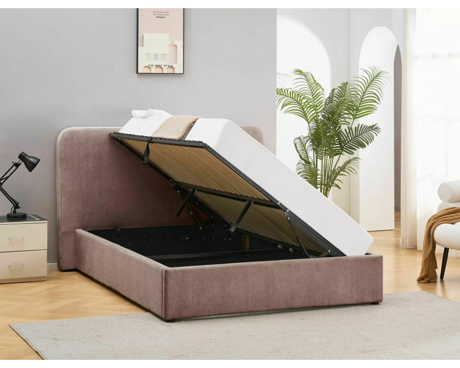 Ліжко двоспальне м'яке Lumia Raven 160×200 Темно-бежева тканина