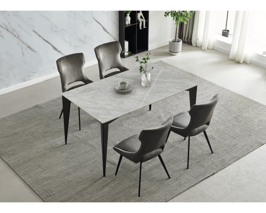 Стіл NORMAN CERAMIC 140*90 Muie White глянець / Чорний каркас