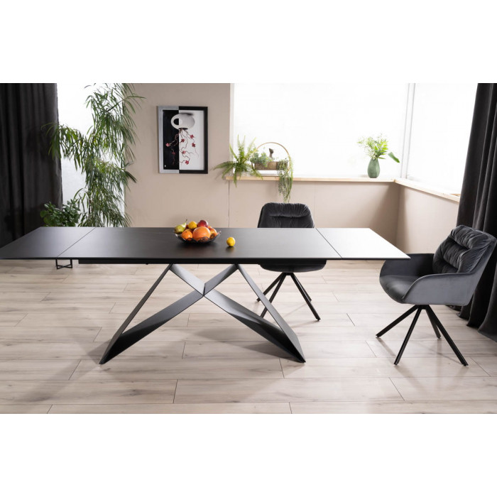 Стіл обідній розкладний WESTIN CERAMIC 160(240)*90 чорний SAHARA NOIR/чорний мат WESTINCCC160