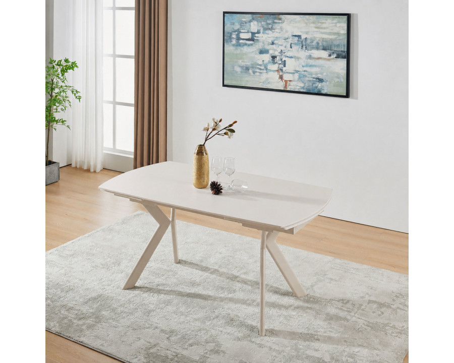 Стіл обідній розкладний NOREEN CERAMIC 140(200)*80 білий / кашемір