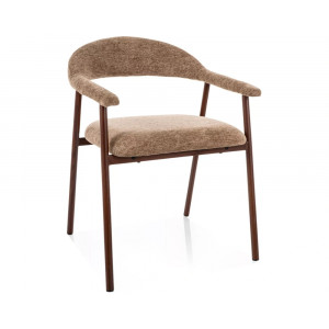 Стілець кухонний обідній м'який Lagos D Raven Латте тканина / Горіх каркас