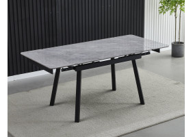 Стіл обідній розкладний MADRID CERAMIC 120(180)*85 сірий глянець / чорний каркас