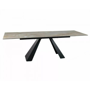 Стіл обідній кухонний розкладний Salvadore Ceramic (160–240)×90 см Кераміка Беж / Чорний каркас