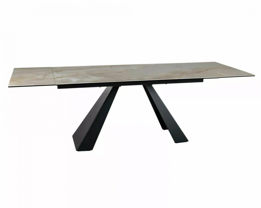 Стіл обідній кухонний розкладний Salvadore Ceramic (160–240)×90 см Кераміка Беж / Чорний каркас