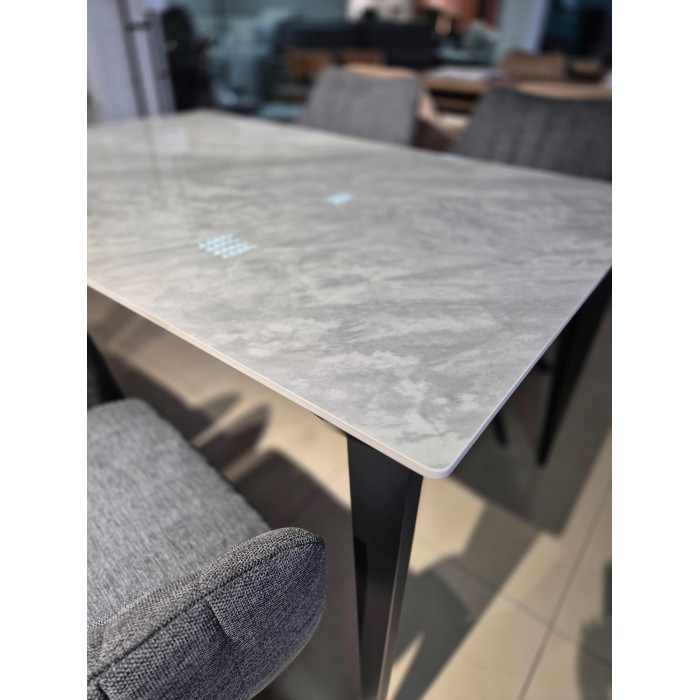 Стіл NORMAN CERAMIC 140*90 Muie White глянець / Чорний каркас