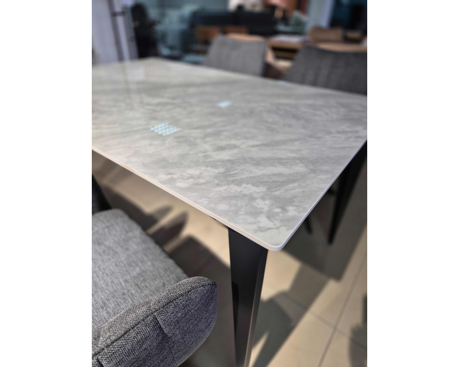 Стіл NORMAN CERAMIC 140*90 Muie White глянець / Чорний каркас