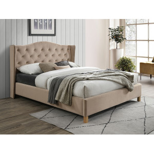Ліжко двуспальне ASPEN VELVET 160x200 колір беж/дуб BLUVEL 28
