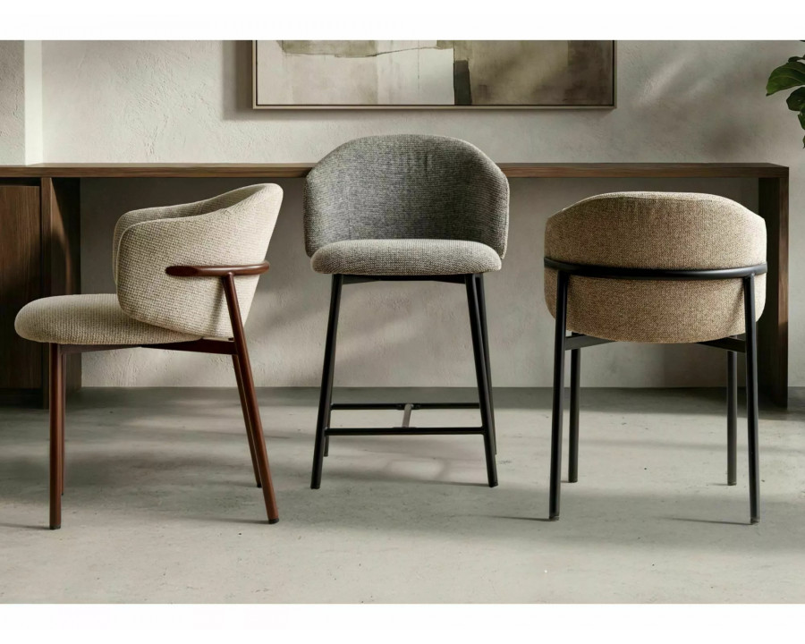 Напівбарний стілець кухонний Osaka H-2 Сіра тканина / Чорний каркас