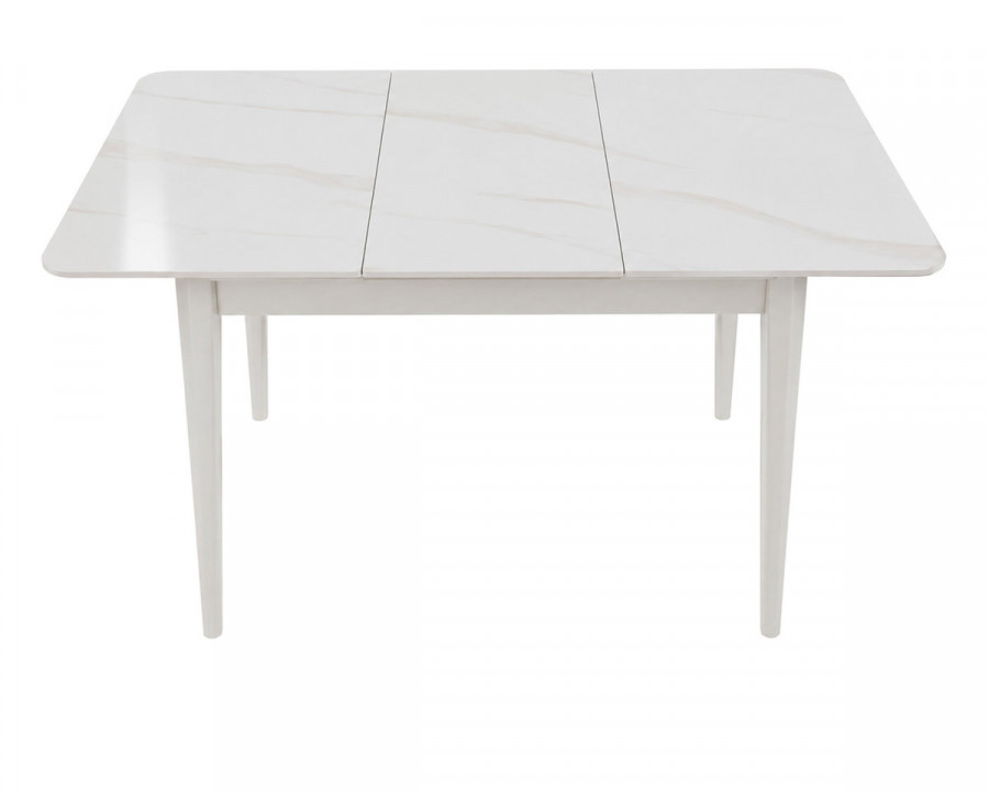 Стіл обідній розкладний TALLINN CERAMIC 90(120)*70 білий глянець / кашемір