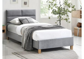 Ліжко односпальне SIERRA VELVET 90x200 Сірий / Дуб TAP. 150 SIERRAV90SZD