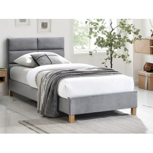 Ліжко односпальне SIERRA VELVET 90x200 Сірий / Дуб TAP. 150 SIERRAV90SZD