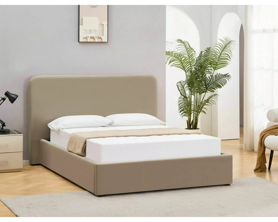 Ліжко полуторне м'яке Lumia Velvet 140×200 Темно-бежева велюр Bluvel